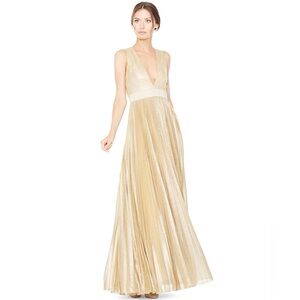 Alice and Olivia Carisa Sunburst Gown in Gold